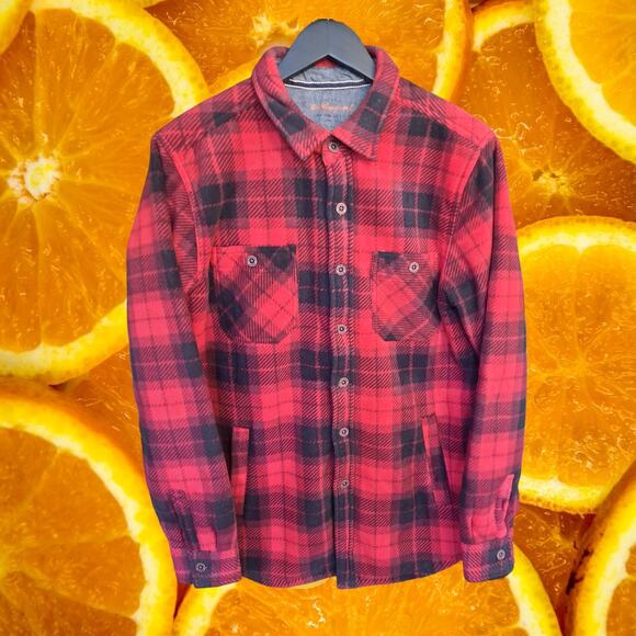 Weatherproof Vintage Red Black Flannel Sherpa Lined Button Up Size Small - Picture 2 of 9